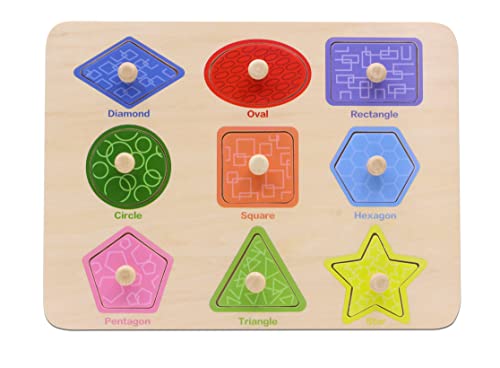 Aile Toddler Wooden Preschool Learning Shape Peg Puzzle Board Toys - Image 5
