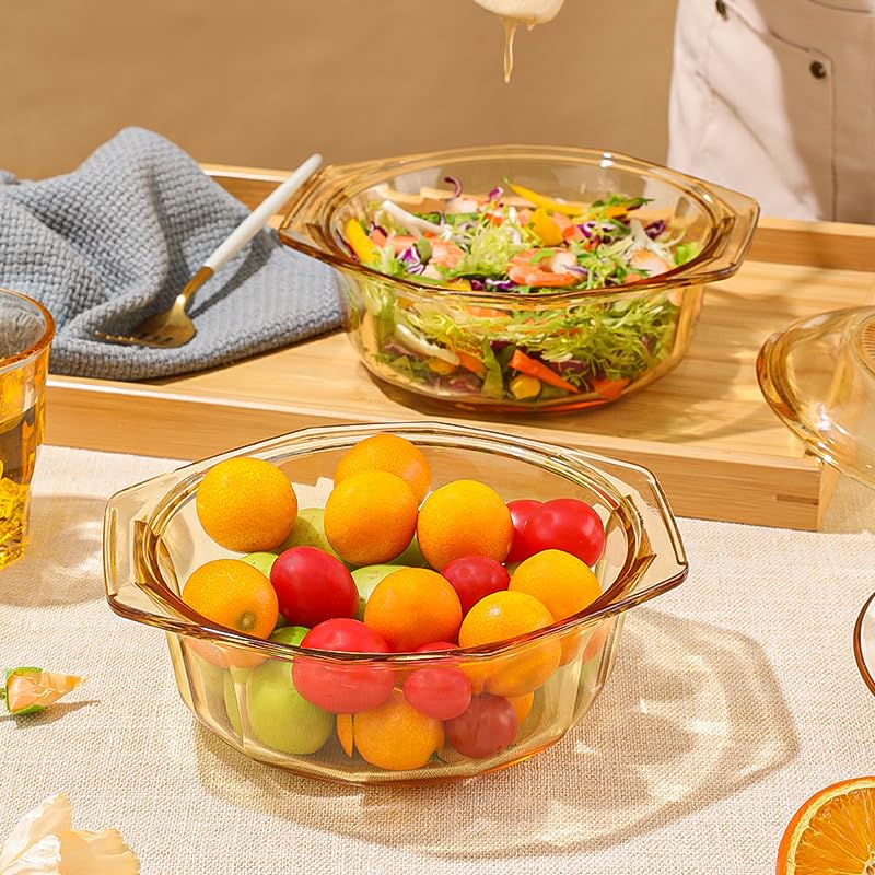 The Better Home Zest Series Borosilicate Glass Serving Casserole (1.1L) | Glass Bowl With Lid | Diwali Gift | Glass Casserole With Glass Lid | Microwave & Dishwasher Safe | Gift For Housewarming (Amber) - Image 3
