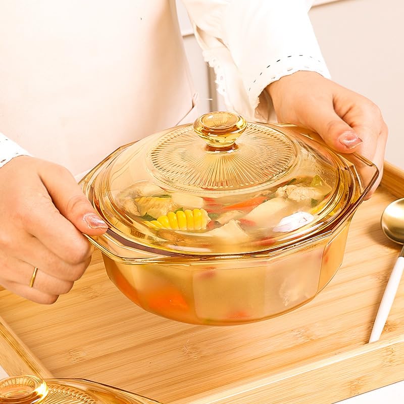 The Better Home Zest Series Borosilicate Glass Serving Casserole (1.1L) | Glass Bowl With Lid | Diwali Gift | Glass Casserole With Glass Lid | Microwave & Dishwasher Safe | Gift For Housewarming (Amber) - Image 1