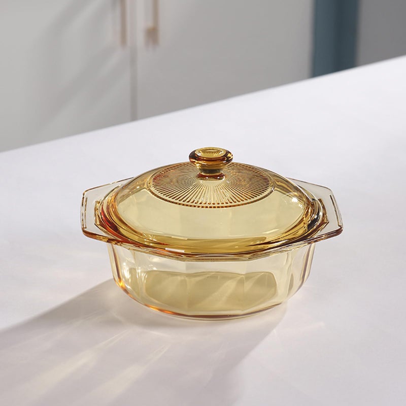The Better Home Zest Series Borosilicate Glass Serving Casserole (1.1L) | Glass Bowl With Lid | Diwali Gift | Glass Casserole With Glass Lid | Microwave & Dishwasher Safe | Gift For Housewarming (Amber) - Image 5