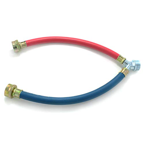 TT FLEX Rubber Washing Machine Y Mixer Hose Connector, Hot and Cold Color Coded, 3/4" Fittings, 1 ft (12") Length - Image 3