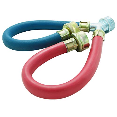 TT FLEX Rubber Washing Machine Y Mixer Hose Connector, Hot and Cold Color Coded, 3/4" Fittings, 1 ft (12") Length - Image 1