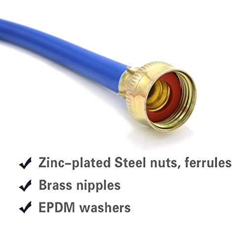 TT FLEX Rubber Washing Machine Y Mixer Hose Connector, Hot and Cold Color Coded, 3/4" Fittings, 1 ft (12") Length - Image 4
