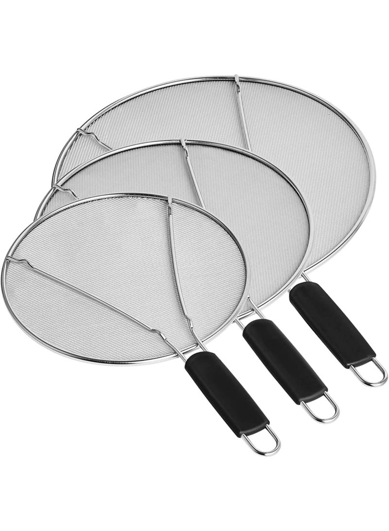 SOLARAE Grease Splatter Screen for Frying Pan, Splatter Guard with Silicone Handle, Stops 99% Hot Oil Splash, Stainless Steel Fine Mesh Oil Shield with Resting Feet and Keeps Kitchen Clean - Image 2