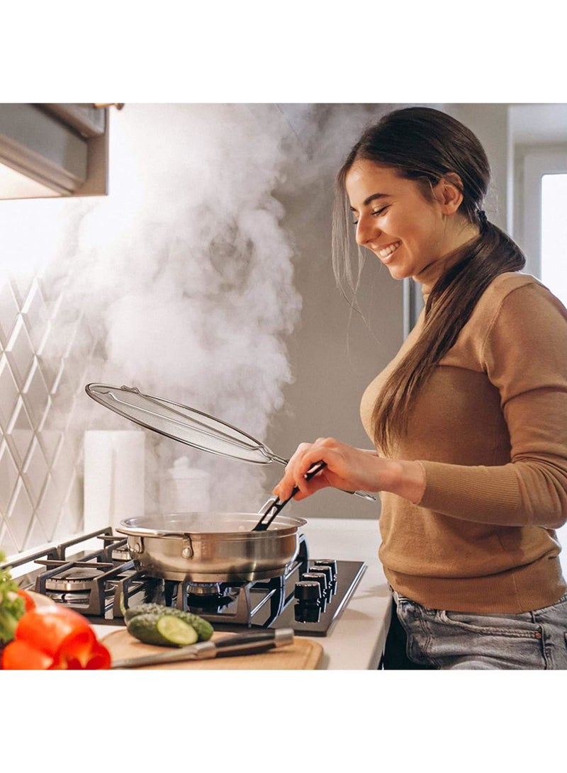 SOLARAE Grease Splatter Screen for Frying Pan, Splatter Guard with Silicone Handle, Stops 99% Hot Oil Splash, Stainless Steel Fine Mesh Oil Shield with Resting Feet and Keeps Kitchen Clean - Image 3