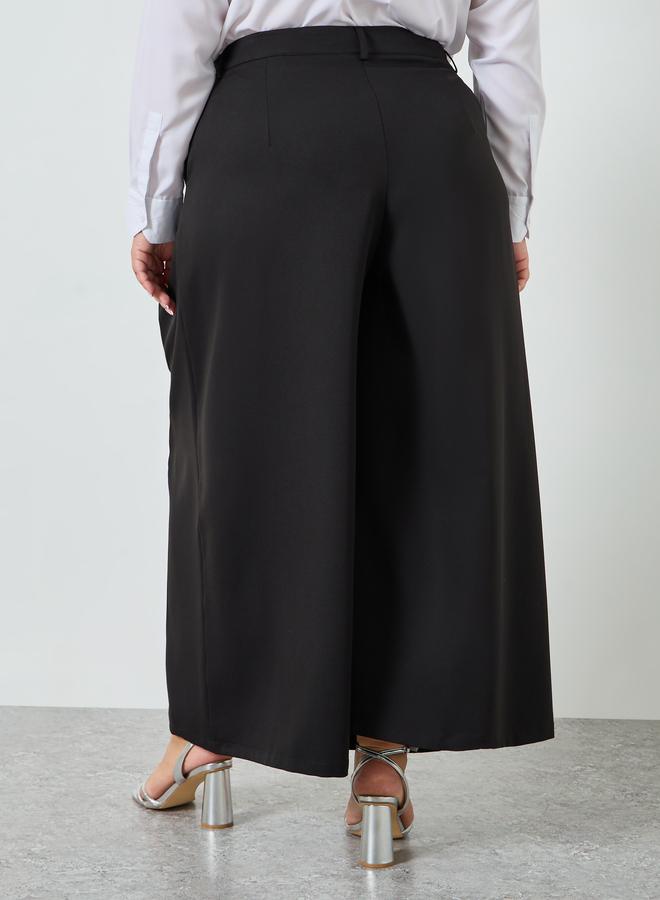 ستايلي بنطال بأرجل واسعة وكسرات أمامية بمقاس كبير - Image 4