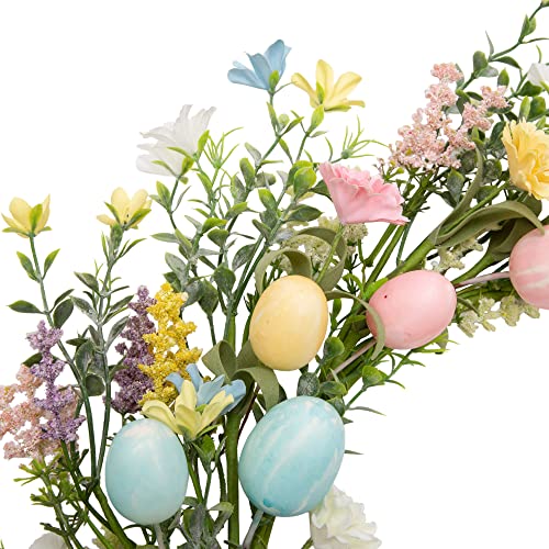 VGIA 18 inch Easter Egg Wreath with Mixed Twigs and Flowers - Spring Door Wreath with Colorful Eggs for Indoor and Outdoor Home Decor - Image 3