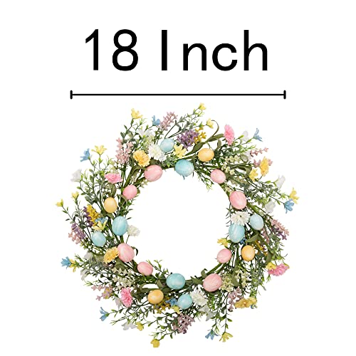VGIA 18 inch Easter Egg Wreath with Mixed Twigs and Flowers - Spring Door Wreath with Colorful Eggs for Indoor and Outdoor Home Decor - Image 2