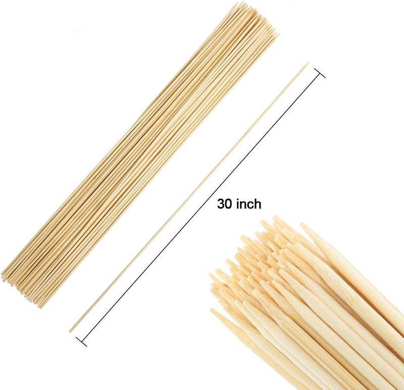 FLYPARTY Bamboo Marshmallow Roasting Sticks with 30 Inch 5mm Thick Extra Long Heavy Duty Wooden Skewers,Roaster Barbecue S'Mores Skewers Hot Dog Forks for Camping,Party,Kebab Sausage(60 Pcs) - Image 2