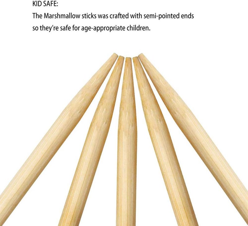 FLYPARTY Bamboo Marshmallow Roasting Sticks with 30 Inch 5mm Thick Extra Long Heavy Duty Wooden Skewers,Roaster Barbecue S'Mores Skewers Hot Dog Forks for Camping,Party,Kebab Sausage(60 Pcs) - Image 3