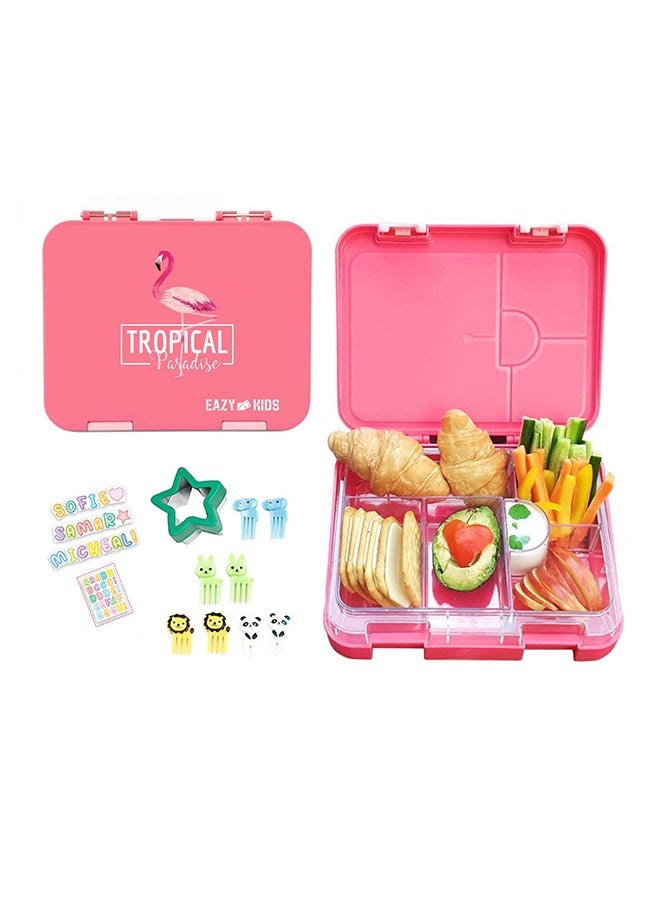 Eazy Kids 6 And 4 Convertible Bento Lunch Box - Flamingo Pink  - Image 1