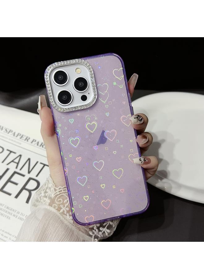 Zaboon Case For iPhone 12 Pro Love Pattern Diamond Lens Frame IMD Acrylic Phone Case - Image 2