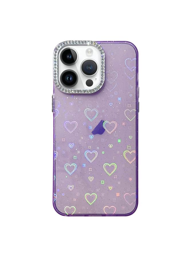 Zaboon Case For iPhone 12 Pro Love Pattern Diamond Lens Frame IMD Acrylic Phone Case - Image 1