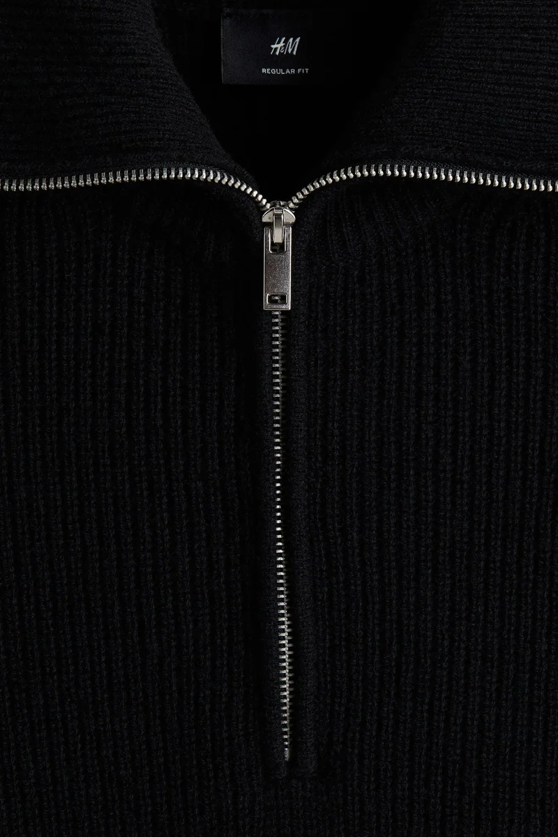H&M Regular Fit Zip-top wool polo jumper