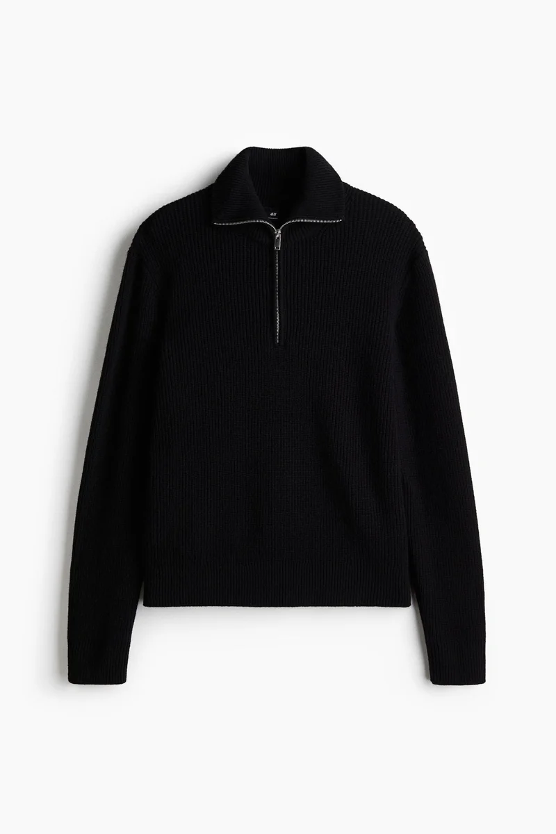 H&M Regular Fit Zip-top wool polo jumper