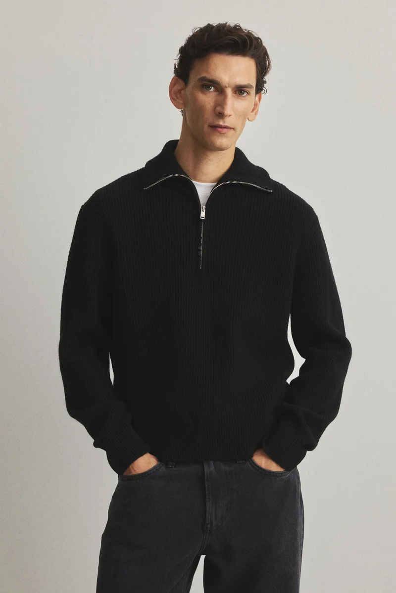 H&M Regular Fit Zip-top wool polo jumper