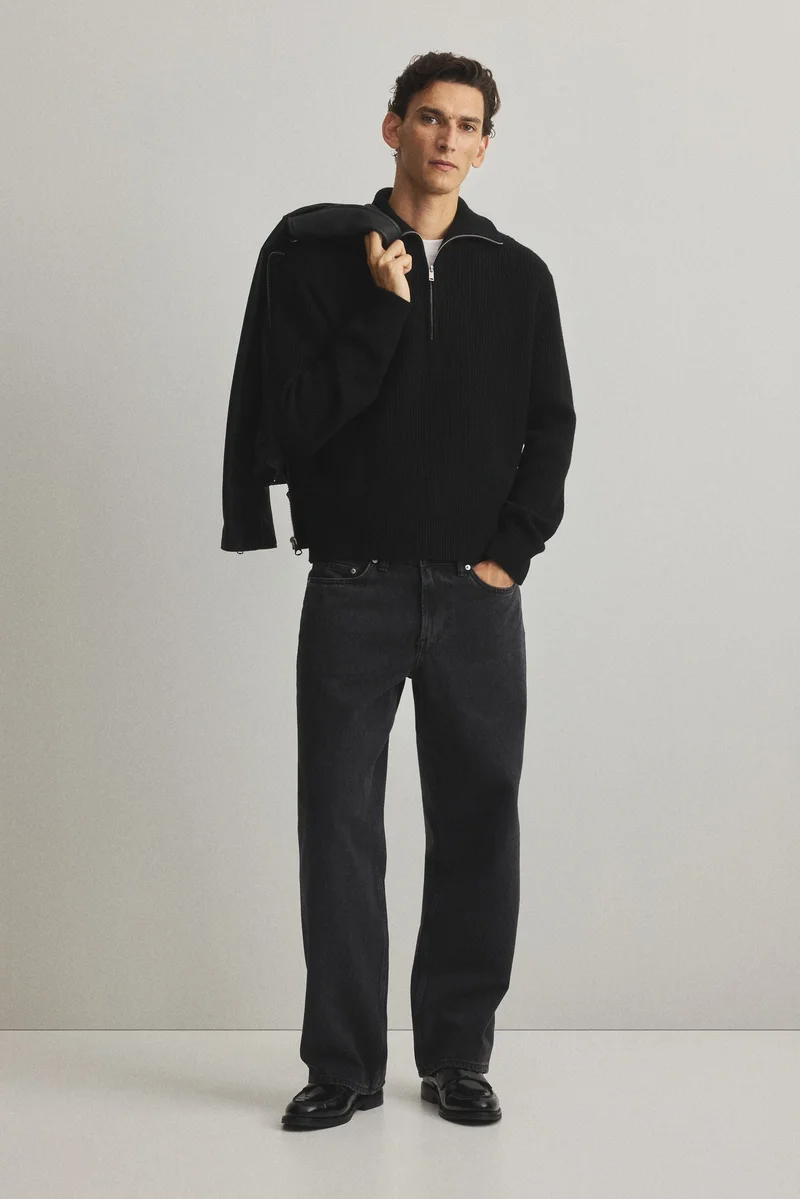 H&M Regular Fit Zip-top wool polo jumper