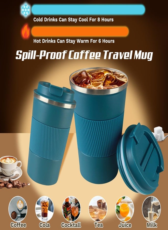 SPLMIFA Insulated travel coffee mugs leak-proof, reusable coffee cups with a lid,stainless steel vacuum thermos coffee tumblers, suitable for men and women,keep hot and cold drinks (3rd-Blue, 12OZ) - Image 2