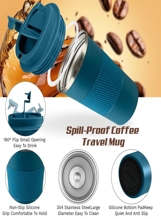 SPLMIFA Insulated travel coffee mugs leak-proof, reusable coffee cups with a lid,stainless steel vacuum thermos coffee tumblers, suitable for men and women,keep hot and cold drinks (3rd-Blue, 12OZ) - Image 3