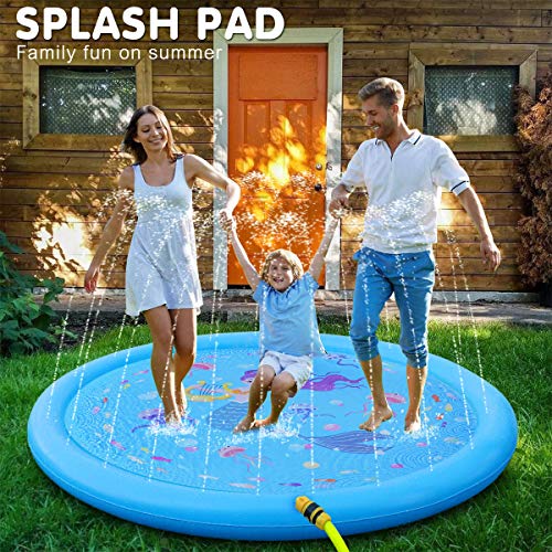 Hitop Kids Sprinklers for Outside, Splash Pad for Toddlers & Baby Pool 3-in-1 60" Water Toys Gifts for 1 2 3 4 5 Year Old Boys Girls Splash Play Mat - Image 2