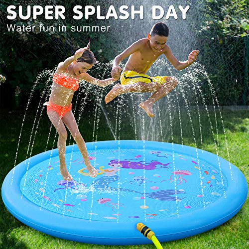 Hitop Kids Sprinklers for Outside, Splash Pad for Toddlers & Baby Pool 3-in-1 60" Water Toys Gifts for 1 2 3 4 5 Year Old Boys Girls Splash Play Mat - Image 5