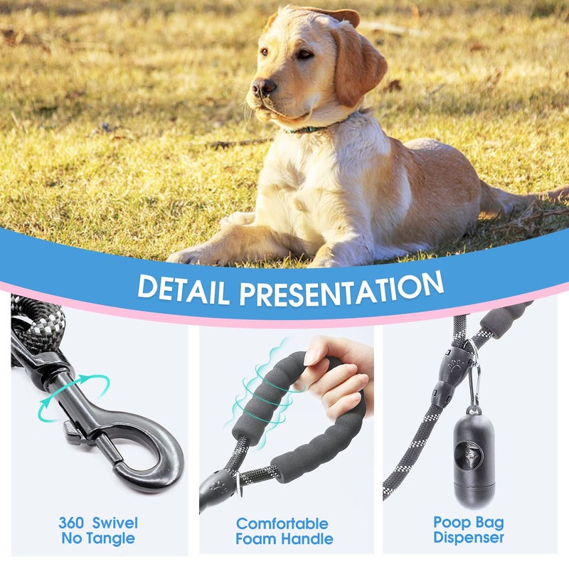 BAAPET 2/4/5/6 FT Dog Leash with Comfortable Padded Handle and Highly Reflective Threads for Small Medium and Large Dogs (4FT-1/2'', Black) - Image 3