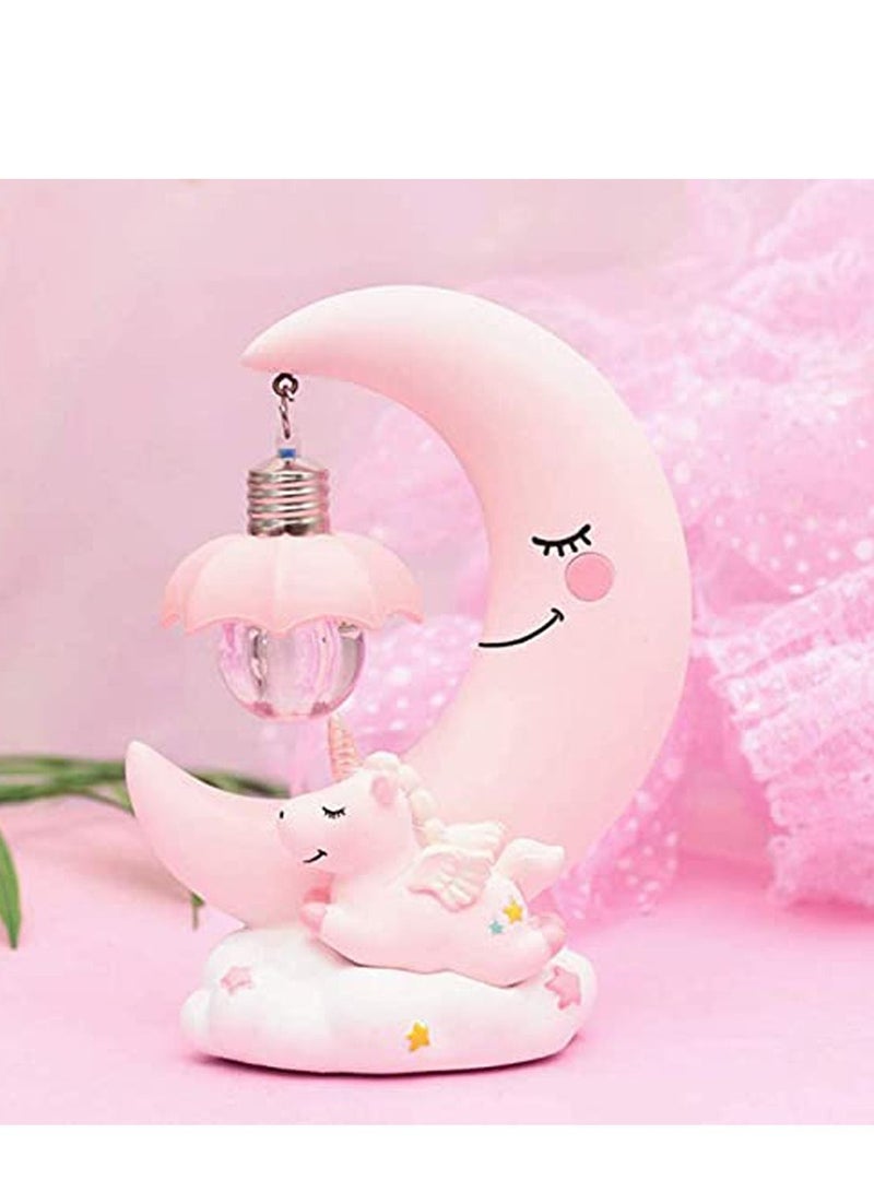 كاست ويف ضوء ليلي على شكل قمر وحيد القرن ، مصباح إضاءة كرتوني LED ليلي للأطفال الصغار ، لعبة ديكور منزلي هدية عيد ميلاد ، ديكور منزلي ، وردي - Image 2