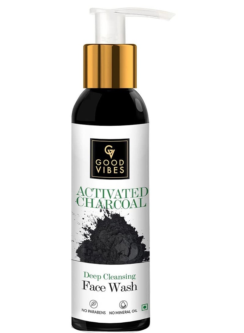 Good Vibes Activated Charcoal Deep Cleansing Face Wash, 120 ml Dirt Removal Deep Pore Cleansing Formula for All Skin Types, Controls Excess Sebum & Acne, Natural, No Parabens & Mineral Oil - Image 1
