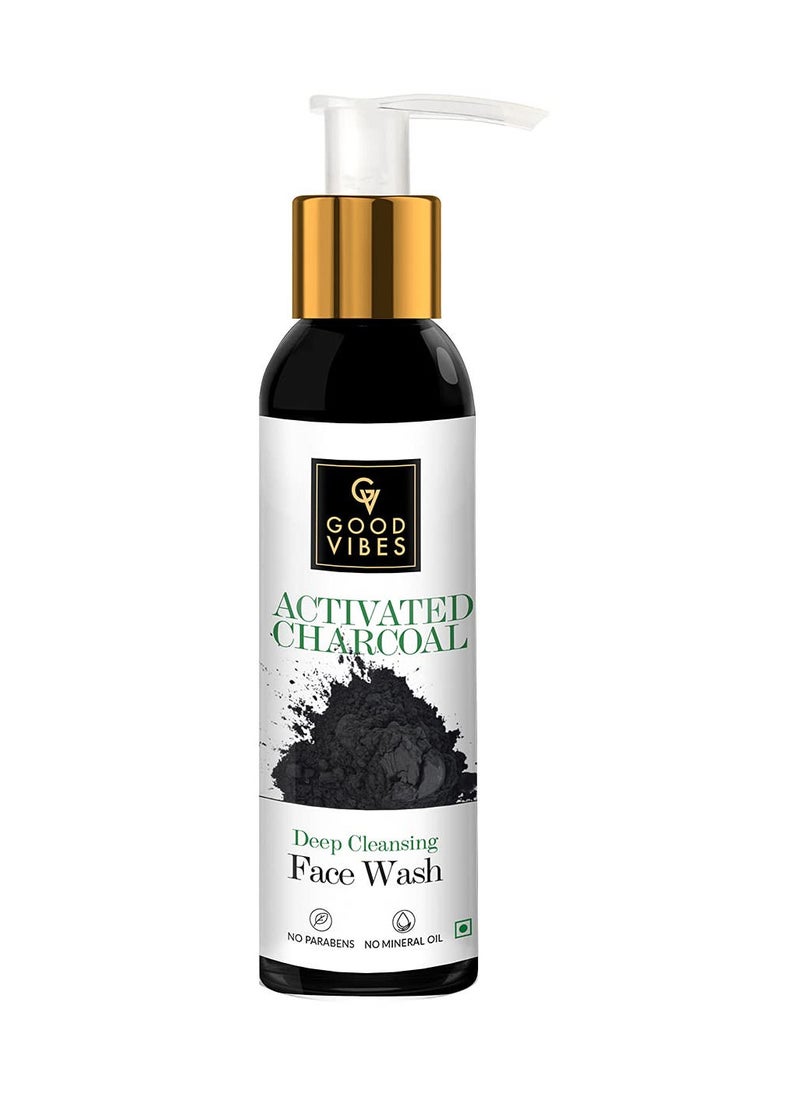 Good Vibes Good Vibes Activated Charcoal Deep Cleansing Face Wash, 120 ml Dirt Removal Deep Pore Cleansing Formula for All Skin Types, Controls Excess Sebum & Acne, Natural, No Parabens & Mineral Oil  - Image 1