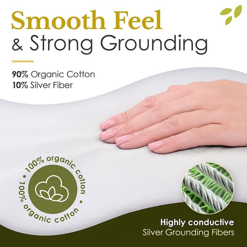 Callarome Grounding Sheets King Size - Grey Earthing Sheets for Natural Sleep Enhancer - 90% Organic Cotton + 10% Pure Silver Fiber Fitted Grounding Bed Sheets with Grounding Cord for Luxurious Comfort - Image 3