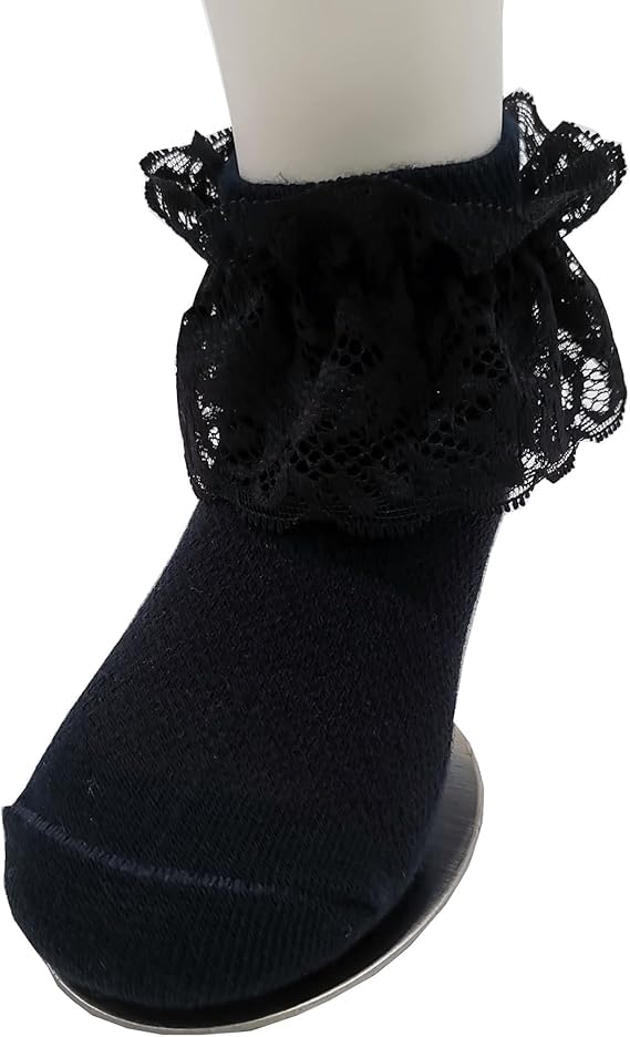 CUTEABLY Girls' Cotton Lace Socks, Polka Dot Print, Tutu Socks, Ankle High, Assorted (6-12 Months) - Image 4