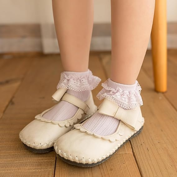CUTEABLY Girls' Cotton Lace Socks, Polka Dot Print, Tutu Socks, Ankle High, Assorted (6-12 Months) - Image 3