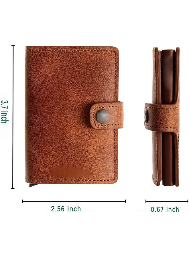 erorex - Premium Slim Aluminum Pop Up Card Holder Wallet Leather Unisex Design Secure And Stylish Chocolate Brown Case For Men And Women Protect Your Cards In Style! - Image 1