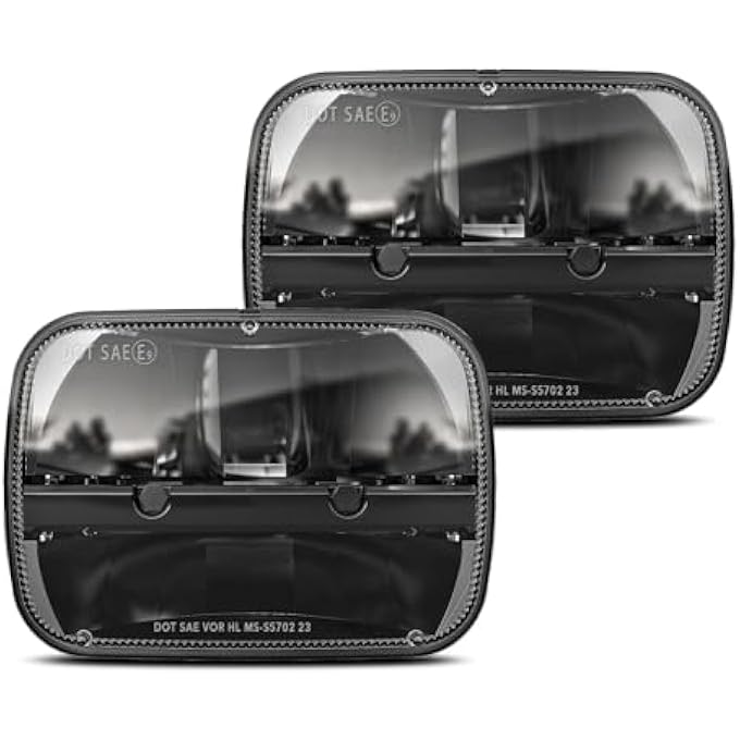 BICYACO 1 Pair Rectangular 5X7 Led Headlight High Low Beam Headlamp For Jeep Wrangler Yj Cherokee Xj Trucks Replacement H6054 H5054 H6054Ll 69822 6052 6053 2 Pcs - Image 1