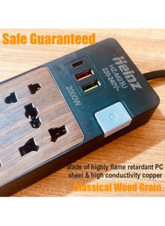 Wooden Design Smart 6 Power Socket Extension 2 USB Port 1 C Type | 2 Meter | Home and Office Use | High Quality | Easy to Carry | 10A | 220V | 2000W (Wood Finish) - pzsku/Z396F9CEAA75062987AF7Z/45/_/1739961803/1d129b2a-6303-4a0e-a603-dd486b93d857