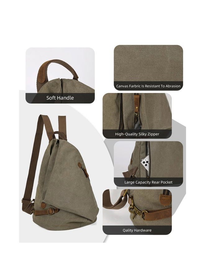 KL928 Canvas Vintage Backpack â€“ Large Casual Daypack Outdoor Travel Rucksack Hiking Backpacks Shoulder Bag for Men Women (Olive Green) - Image 3