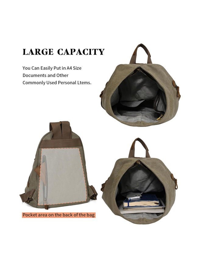KL928 Canvas Vintage Backpack â€“ Large Casual Daypack Outdoor Travel Rucksack Hiking Backpacks Shoulder Bag for Men Women (Olive Green) - Image 4