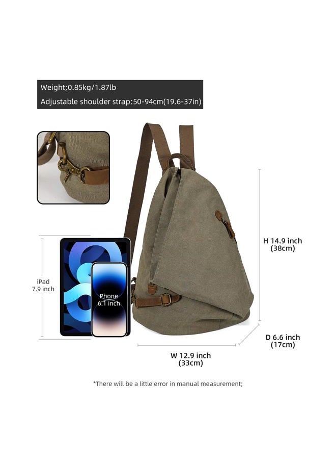 KL928 Canvas Vintage Backpack â€“ Large Casual Daypack Outdoor Travel Rucksack Hiking Backpacks Shoulder Bag for Men Women (Olive Green) - Image 2