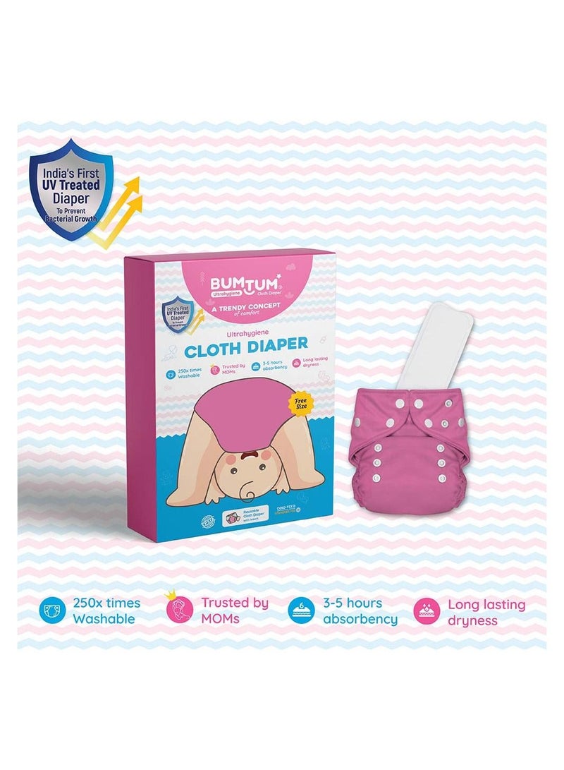 Bumtum Baby Cloth Diaper Free Size Pink - Image 2