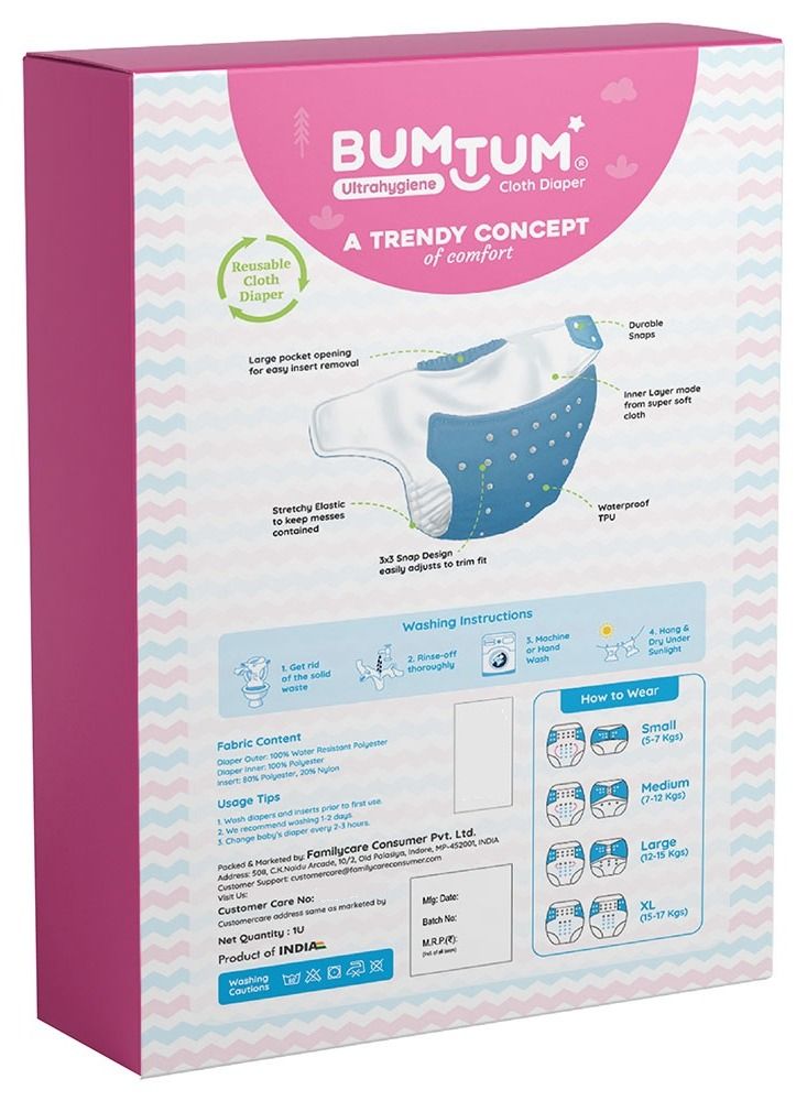 Bumtum Baby Cloth Diaper Free Size Pink - Image 3