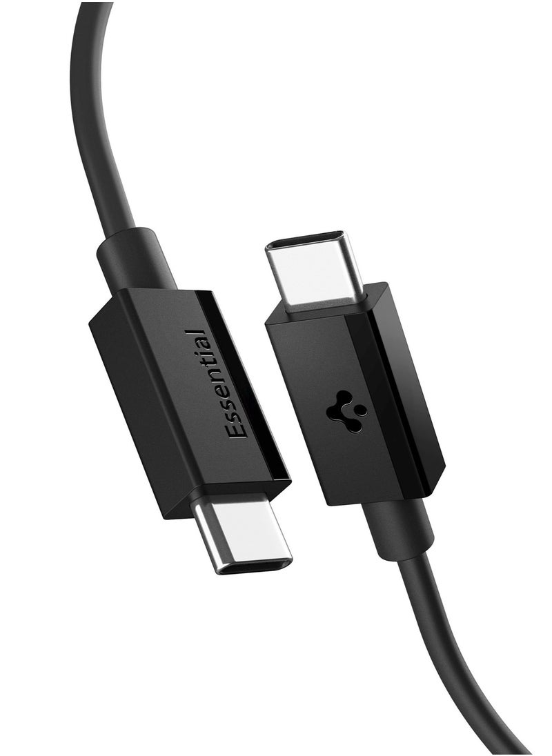 Spigen Essential USB-C to USB-C Cable [2 Meter] 6.6 Feet Fast Charging 60W Supports 10,000+ Bends Lifetime Durability for iPhone 16 15 Galaxy S25 S24 Pixel iPad Switch and more – Black  - Image 1