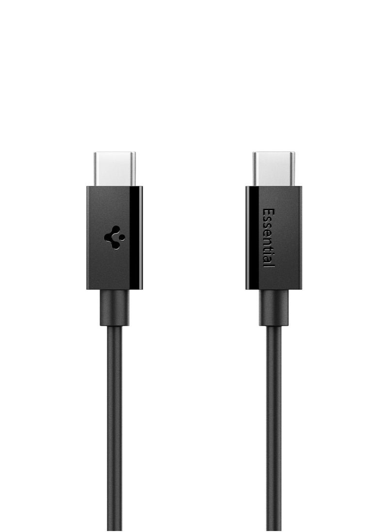 Spigen - Essential USB-C to USB-C Cable [2 Meter] 6.6 Feet Fast Charging 60W Supports 10,000+ Bends Lifetime Durability for iPhone 16 15 Galaxy S25 S24 Pixel iPad Switch and more – Black - Image 1