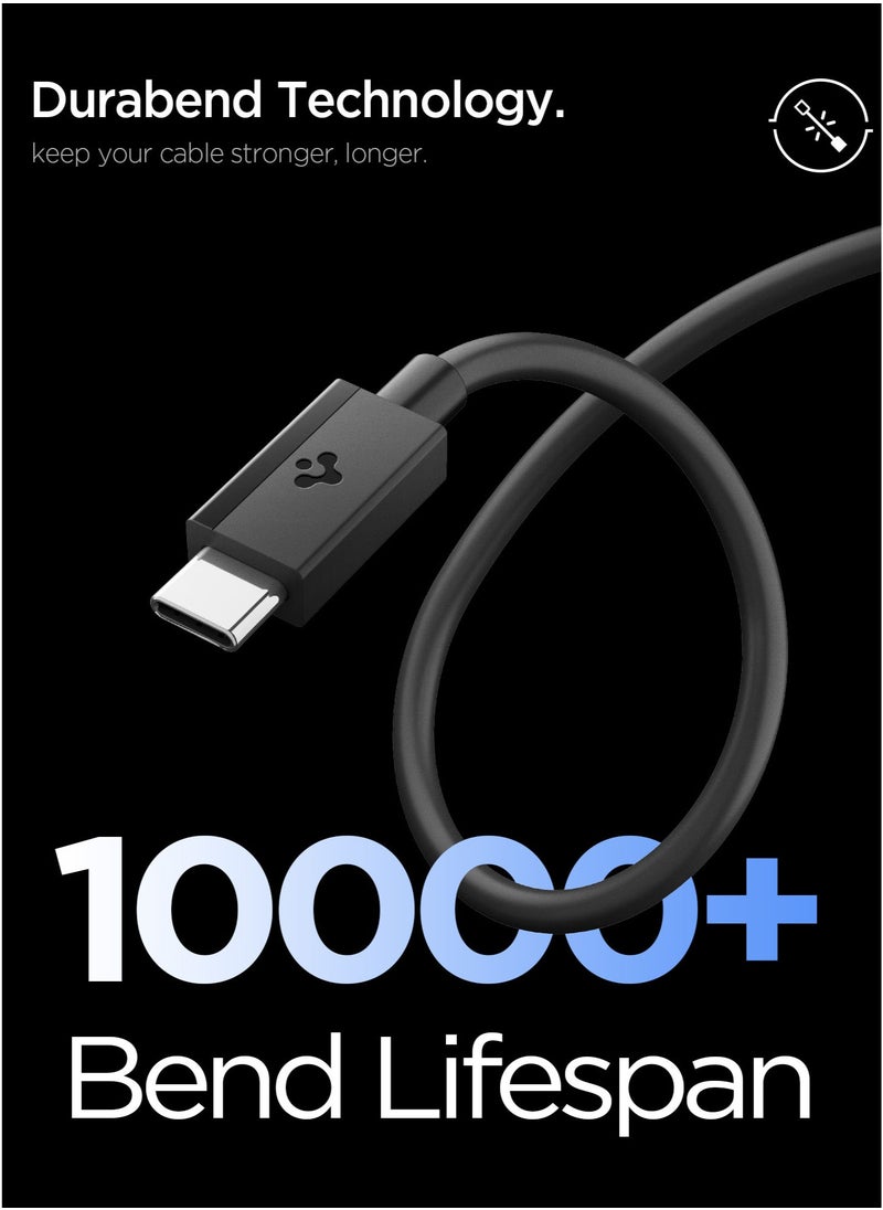 Spigen Essential USB-C to USB-C Cable [2 Meter] 6.6 Feet Fast Charging 60W Supports 10,000+ Bends Lifetime Durability for iPhone 16 15 Galaxy S25 S24 Pixel iPad Switch and more – Black  - Image 3