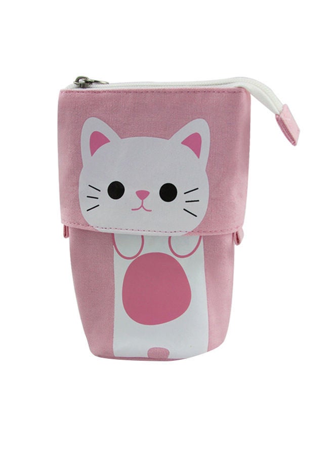 NIBEMINENT Cartoon Multifunction Fabric Pencil Pouch Pink