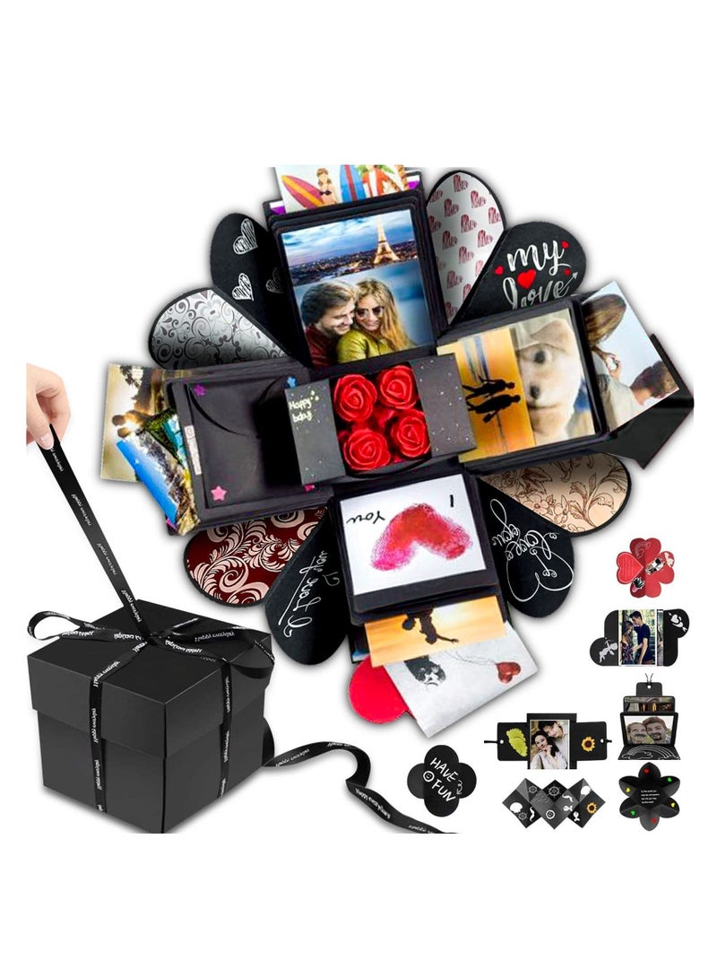 Creative Explosion Gift Box, DIY - Love Memory, Scrapbook, Photo Al Box, as Birthday Gift, Anniversary, Wedding or 's Day Surprise Box (Black) - Image 1
