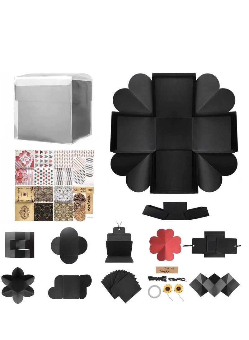 Creative Explosion Gift Box, DIY - Love Memory, Scrapbook, Photo Al Box, as Birthday Gift, Anniversary, Wedding or 's Day Surprise Box (Black) - Image 4
