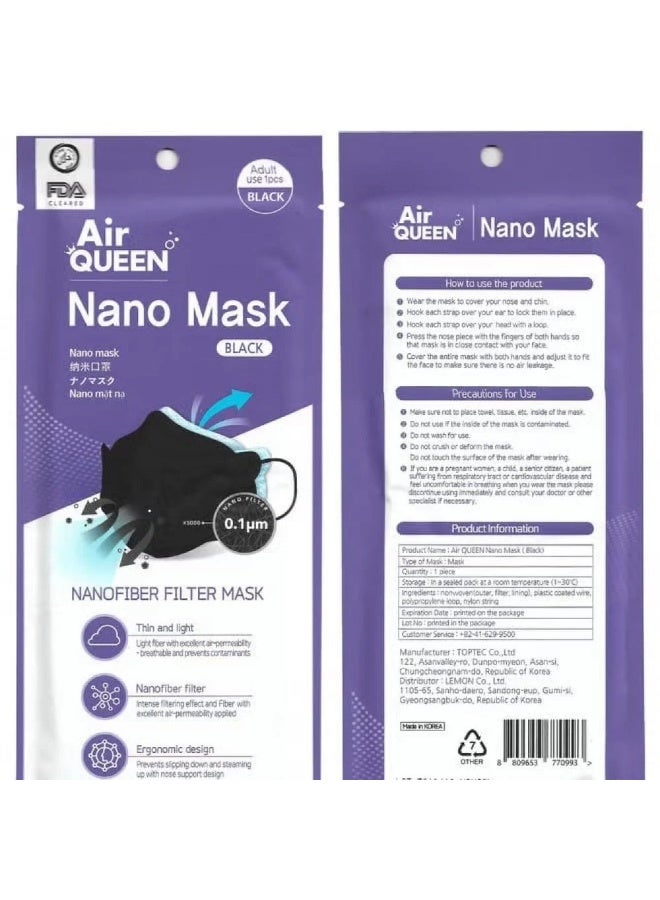 Air Queen Black Nano Fiber Face Mask, Air Queen Face Masks 99% Protection, Reusable, 15 Piece - Image 3