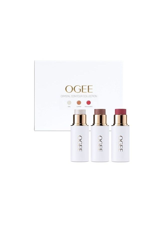 OGEE Face Stick Trio - Contour Stick Makeup Collection - Certified Organic Bronzer, Blush Stick, and Highlighter Stick for a Flawless Look  - Image 1