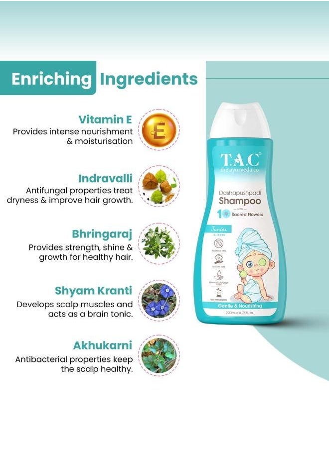 TAC - The Ayurveda Co. - Dashapushpadi Ayurvedic Baby Shampoo For Hair Wash, Anti-fungal, Hair Growth with 100% Natural Ingredients, All Hair Types, 200ml - Image 1