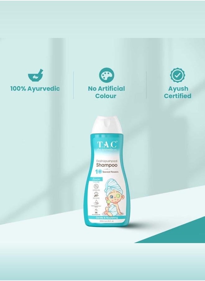 TAC - The Ayurveda Co. - Dashapushpadi Ayurvedic Baby Shampoo For Hair Wash, Anti-fungal, Hair Growth with 100% Natural Ingredients, All Hair Types, 200ml - Image 1